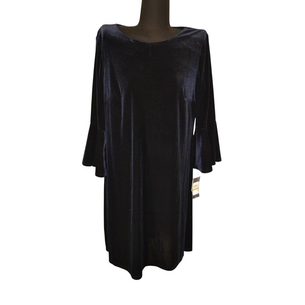 NWT Tommy Hilfiger Navy Blue Velour Bell Sleeve Size 14
